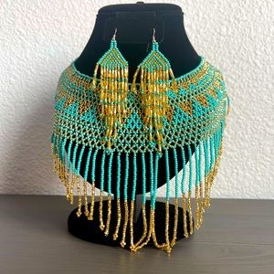 Huichol Necklace and Earrings Handmade Set